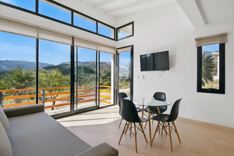 Spacious modern kitchen with mountain views